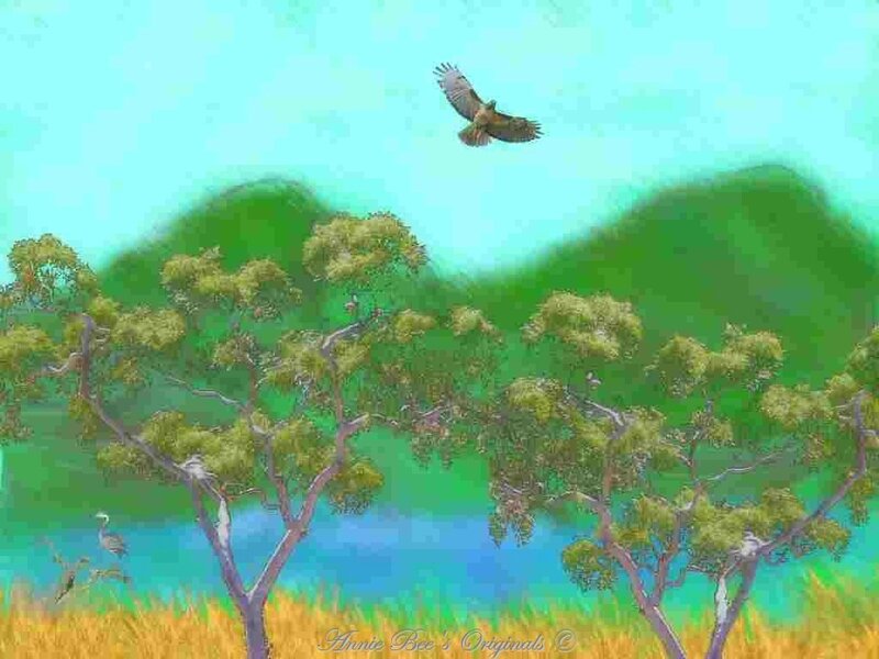 Flying Hawk over Trees