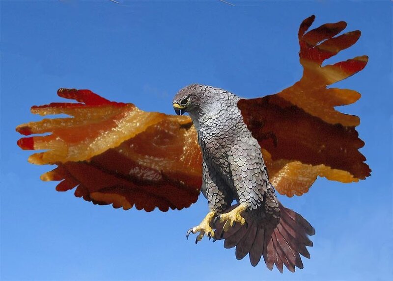 flying hawk with bacon wings
