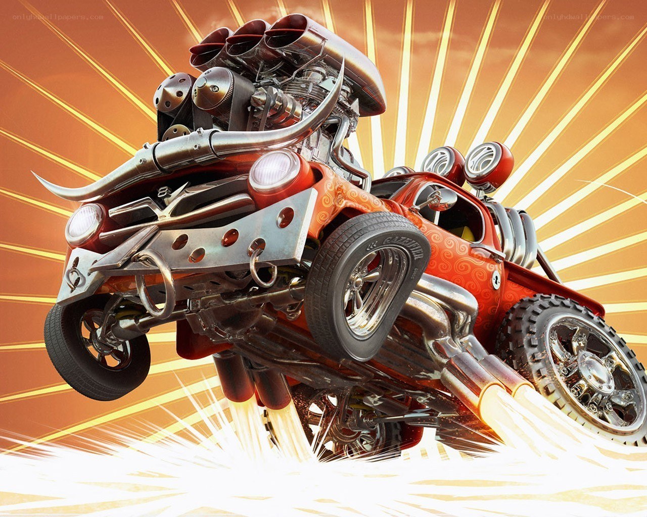 flying hot rod car