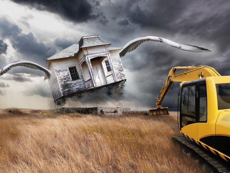 Flying House with Crane