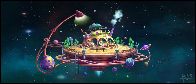 flying island in space
