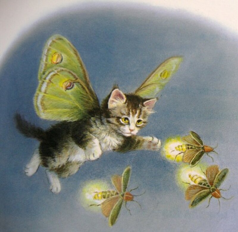 Flying Kitten with Wings — Blue
