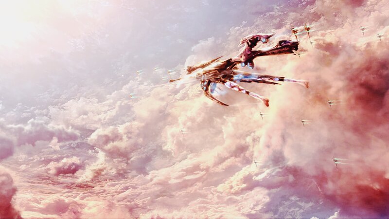 Flying Mechs in Clouds