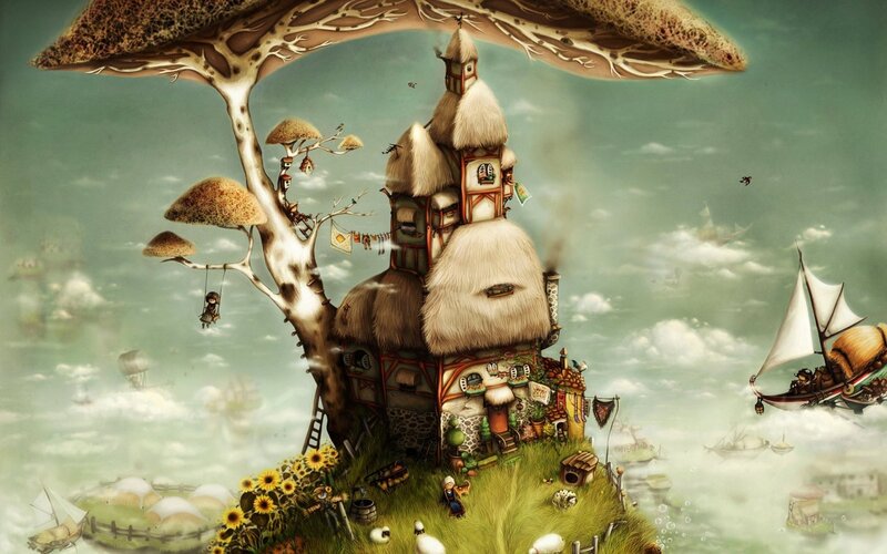 Flying Mushroom House — Green