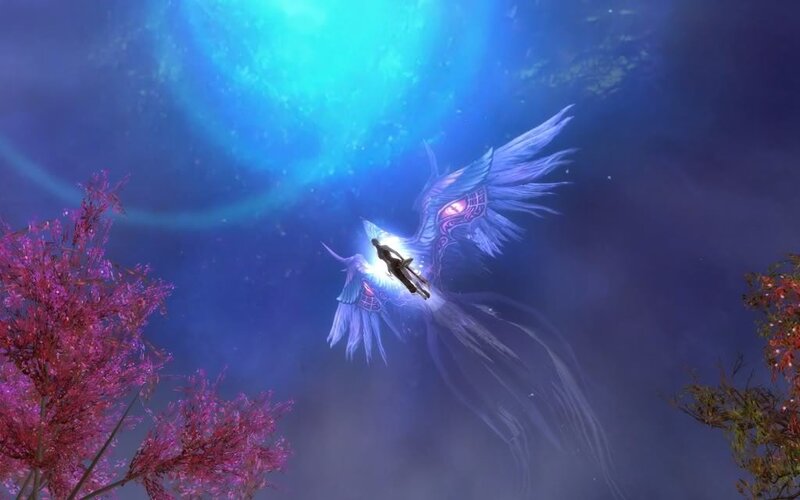 flying on a celestial bird
