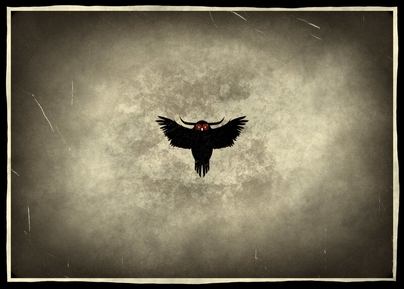 flying owl with glowing eyes