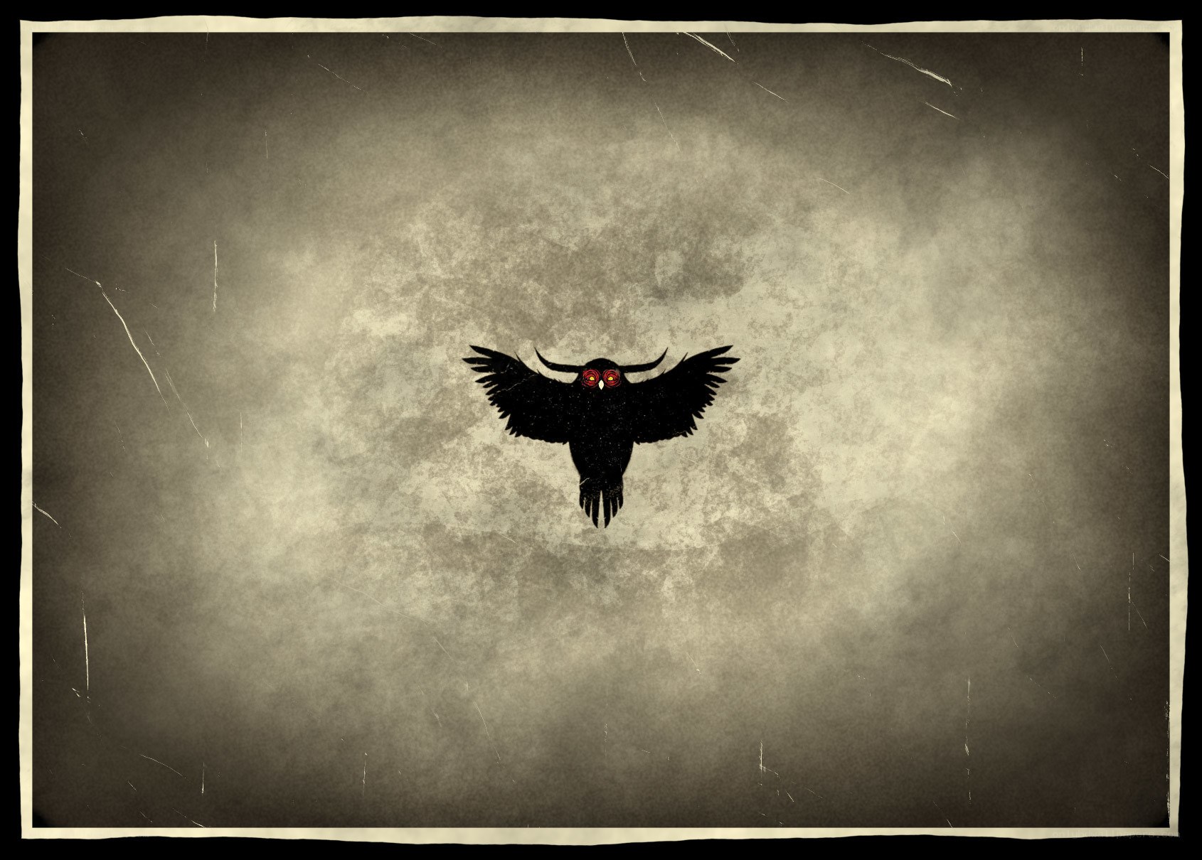 flying owl with glowing eyes