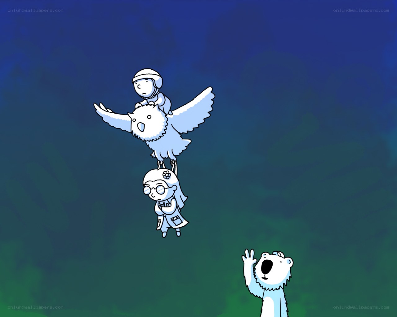 flying owl with riders