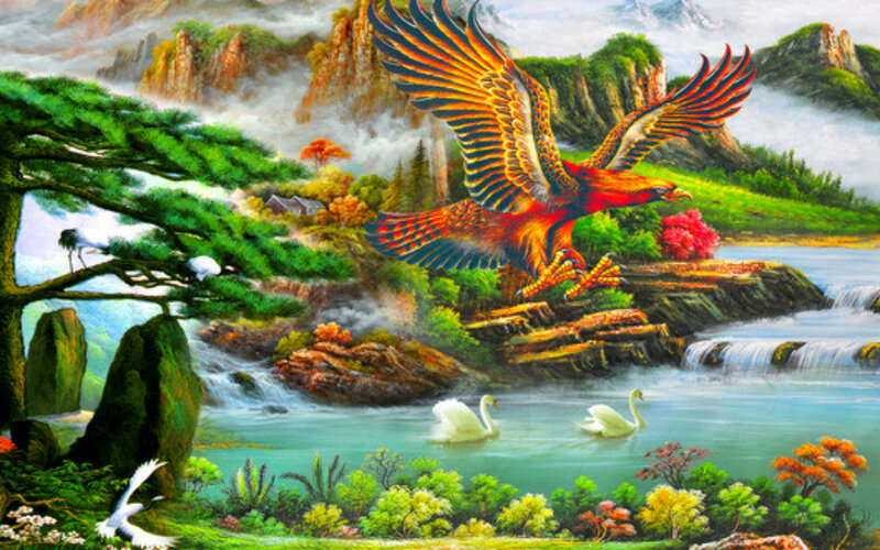 Flying Phoenix Bird — Green