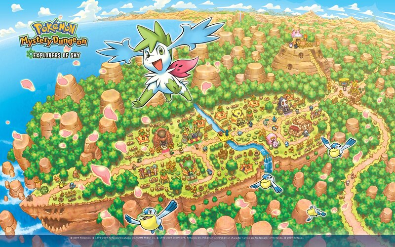 Flying Pokémon over Island — Green