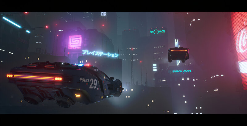 Flying Police Car — Purple