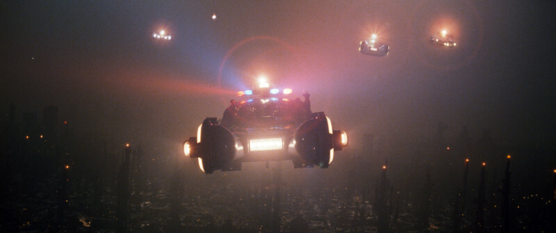 flying police cars at night