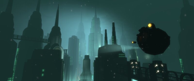 Flying Robot in City — Green