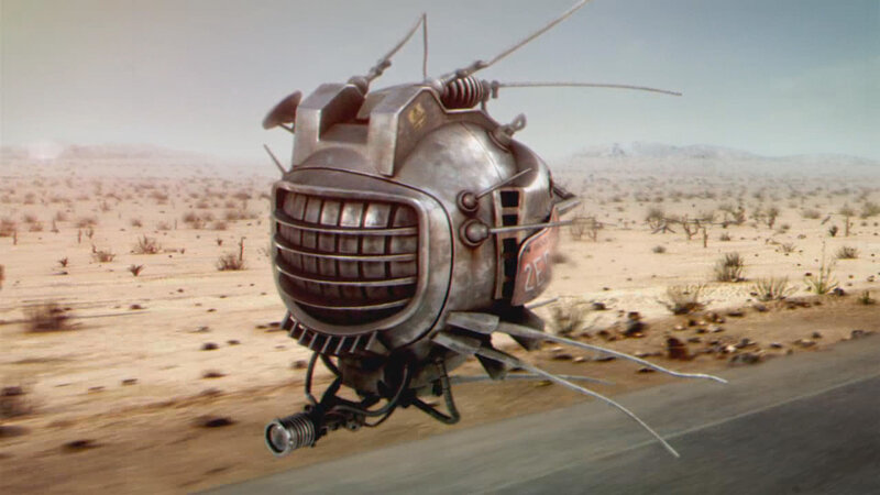 flying robot in desert