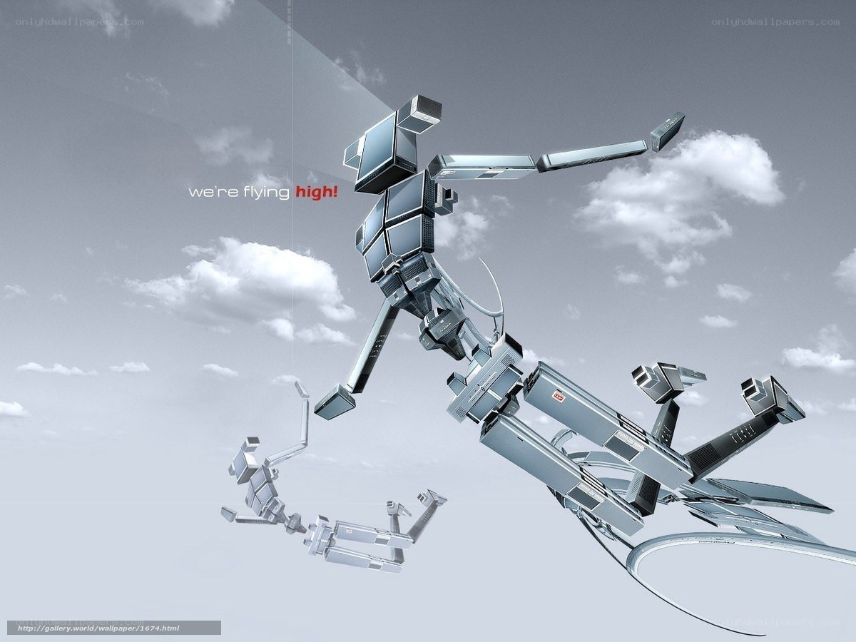 flying robot in sky