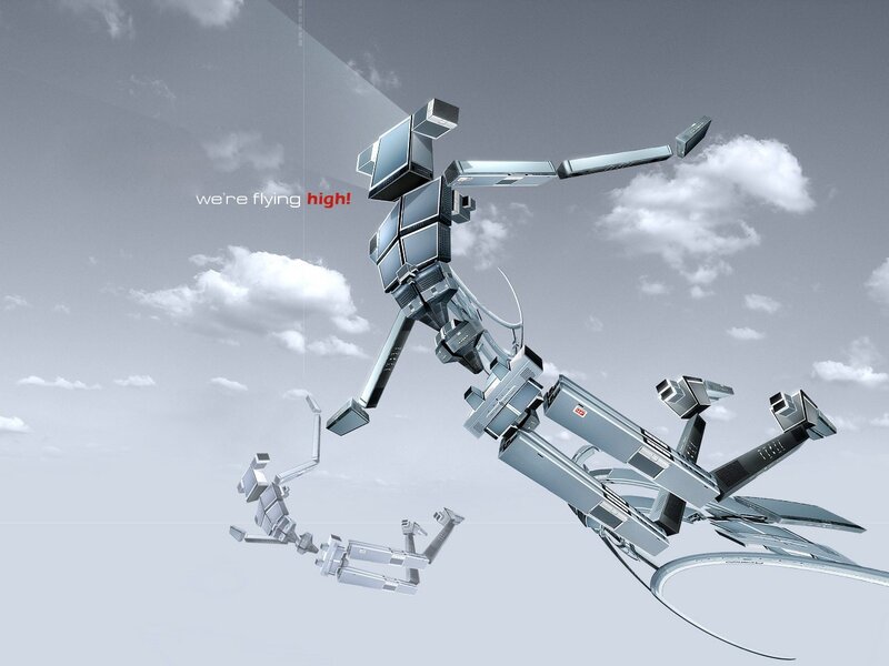 flying robot in the sky