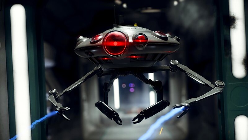 Flying Robot with Red Lights