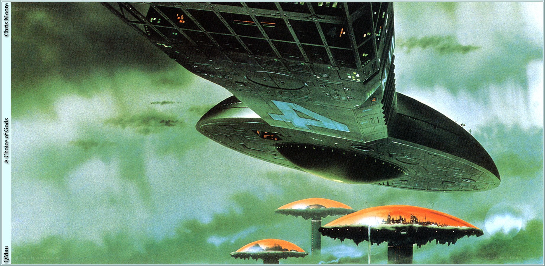 flying saucer over alien city