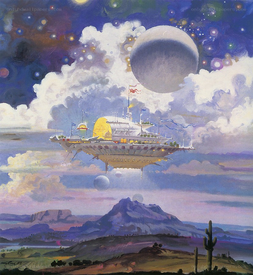 flying saucer over desert landscape