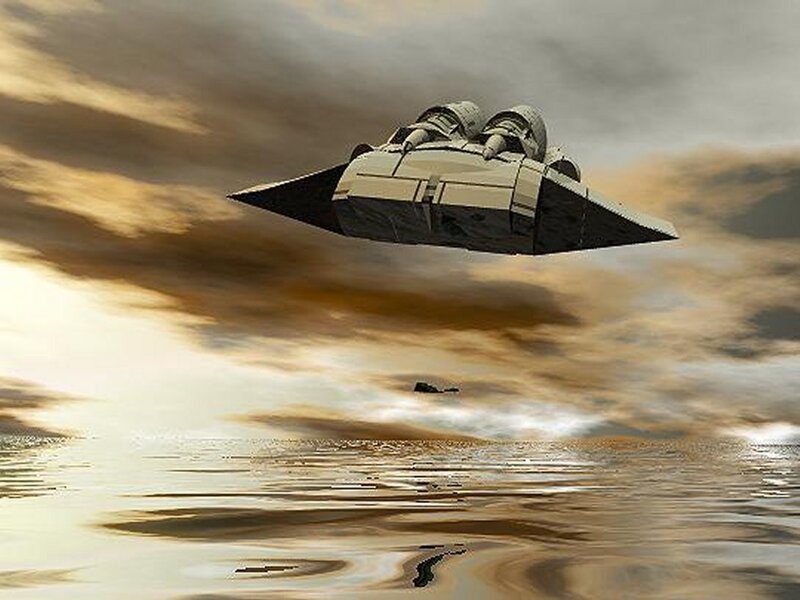 flying saucer over water