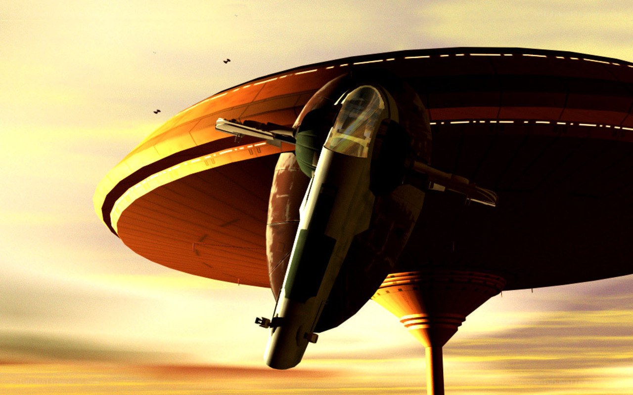 flying saucer with spacecraft