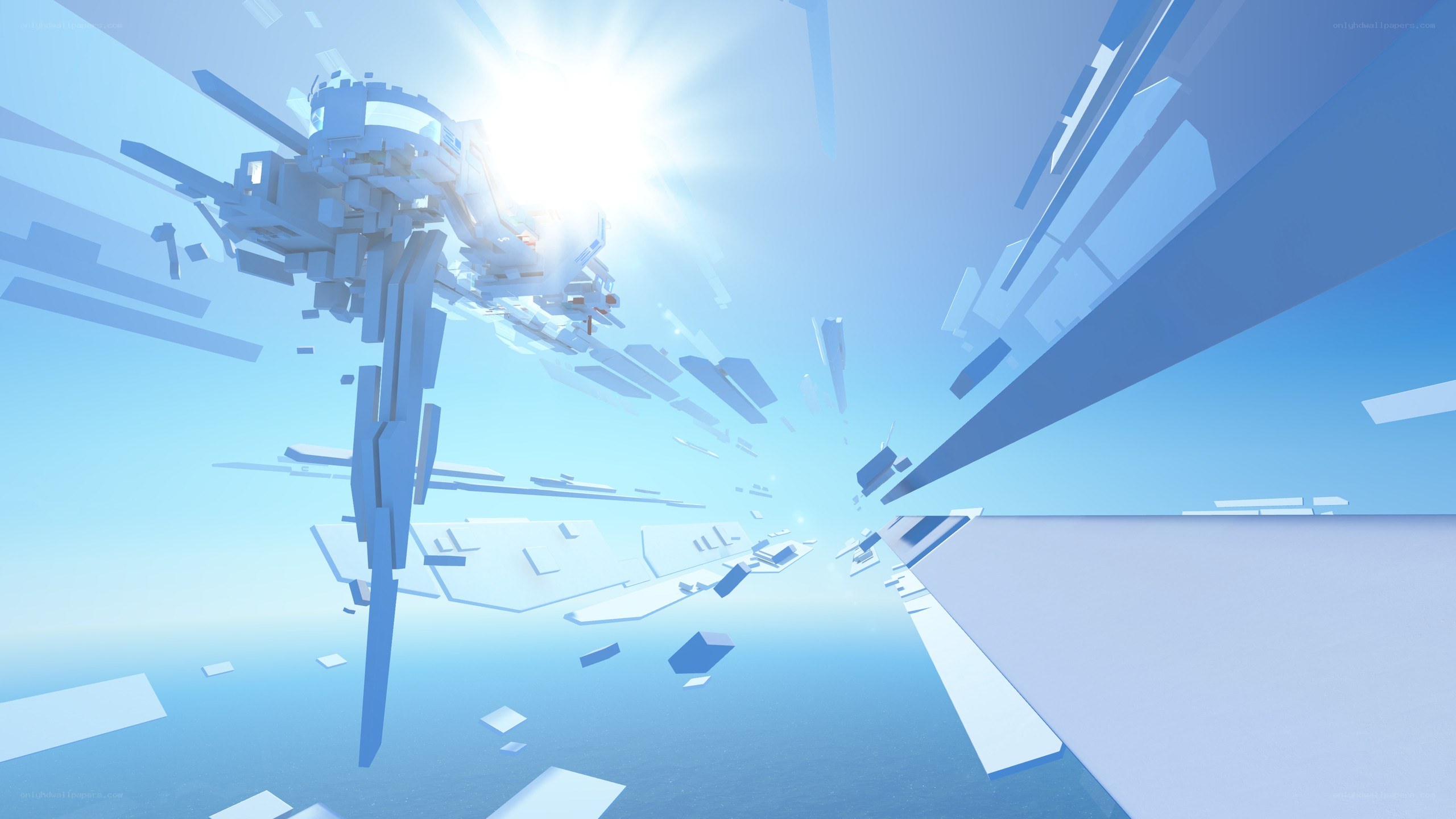 flying ship in bright sky