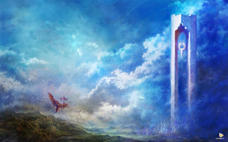 Flying Ship Near Tower
