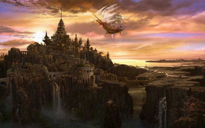 Flying Ship over Castle — Orange