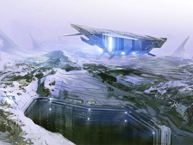 Flying Ship over Snow