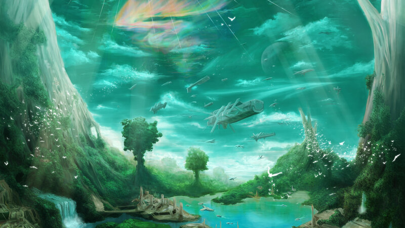 Flying Ships in Canyon — Green