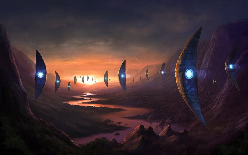 Flying Ships in Canyon — Purple