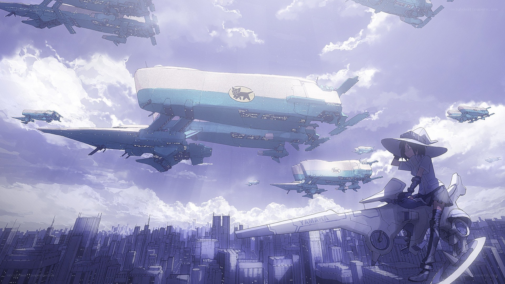 flying ships over a city