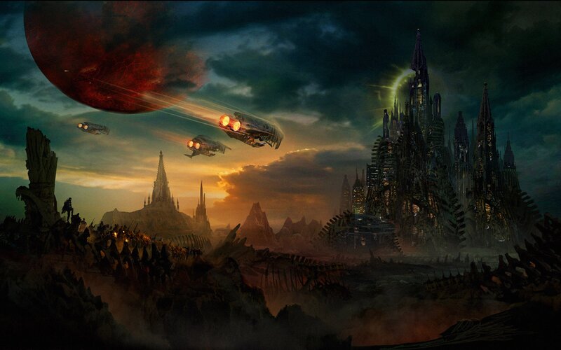 Flying Ships over Castle — Dark