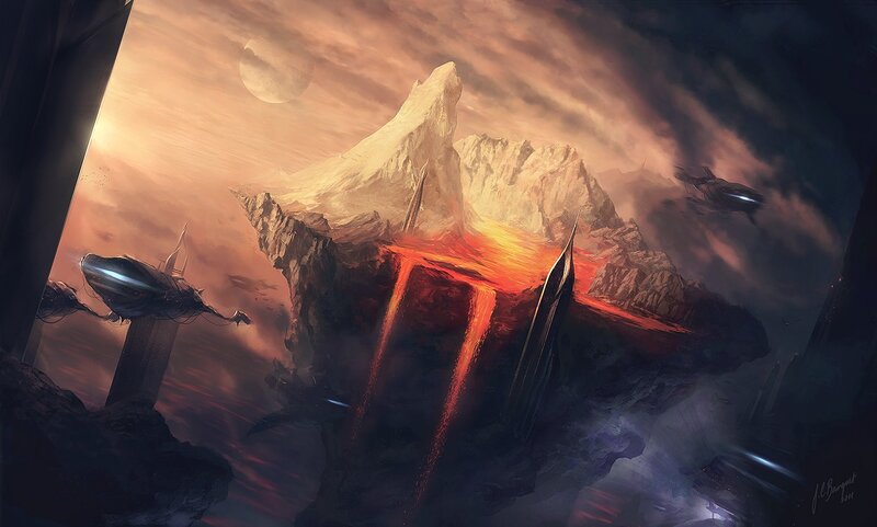 Flying Ships over Volcano