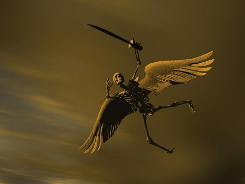 flying skeleton with sword