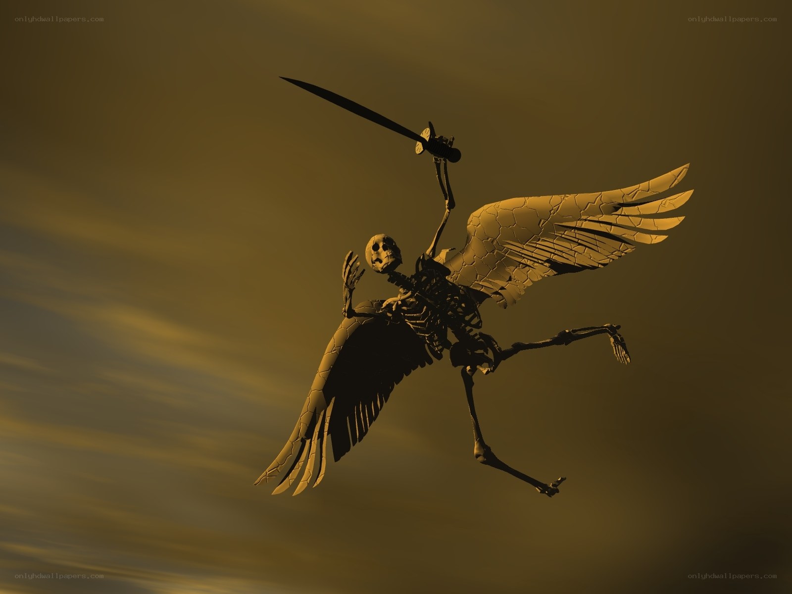 flying skeleton with sword