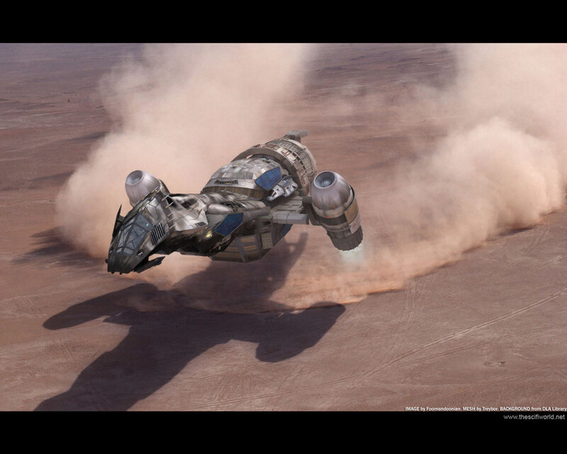 flying spacecraft in desert