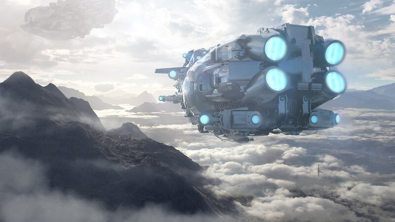 Flying Spaceship — Gray