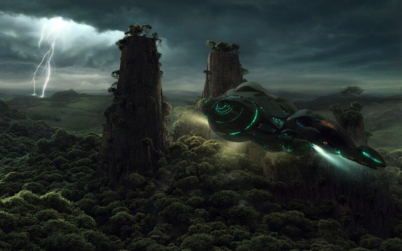 Flying Spaceship — Green