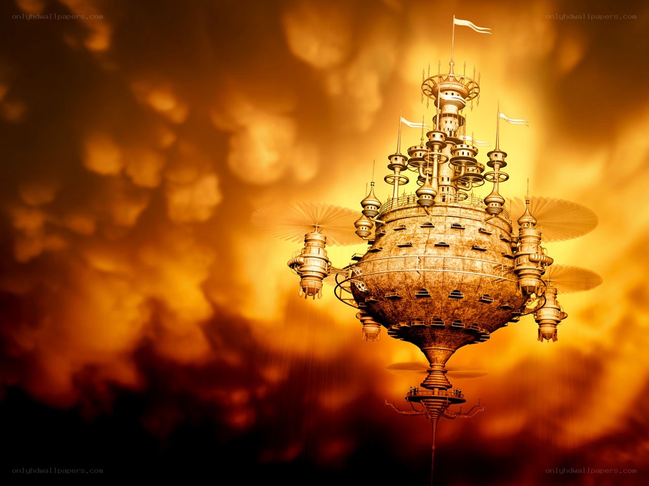 flying steampunk airship