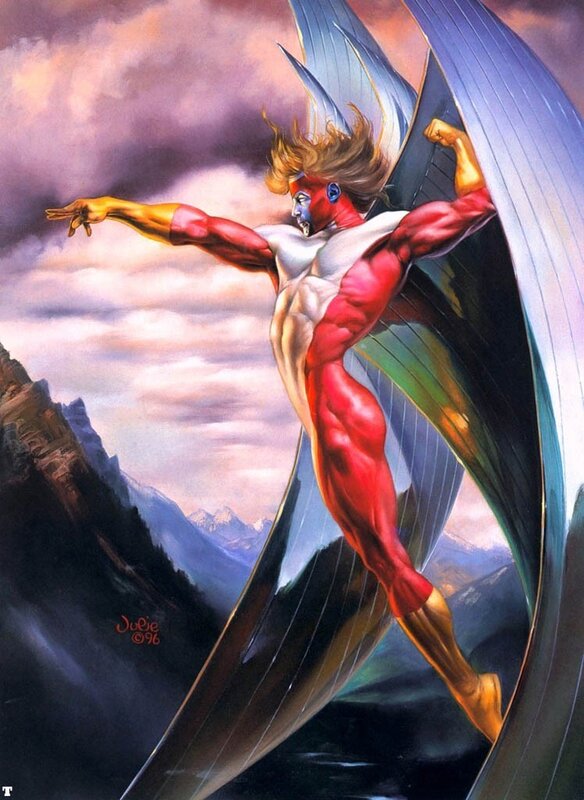flying superhero with wings
