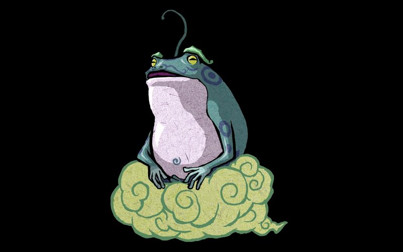 flying toad on a cloud