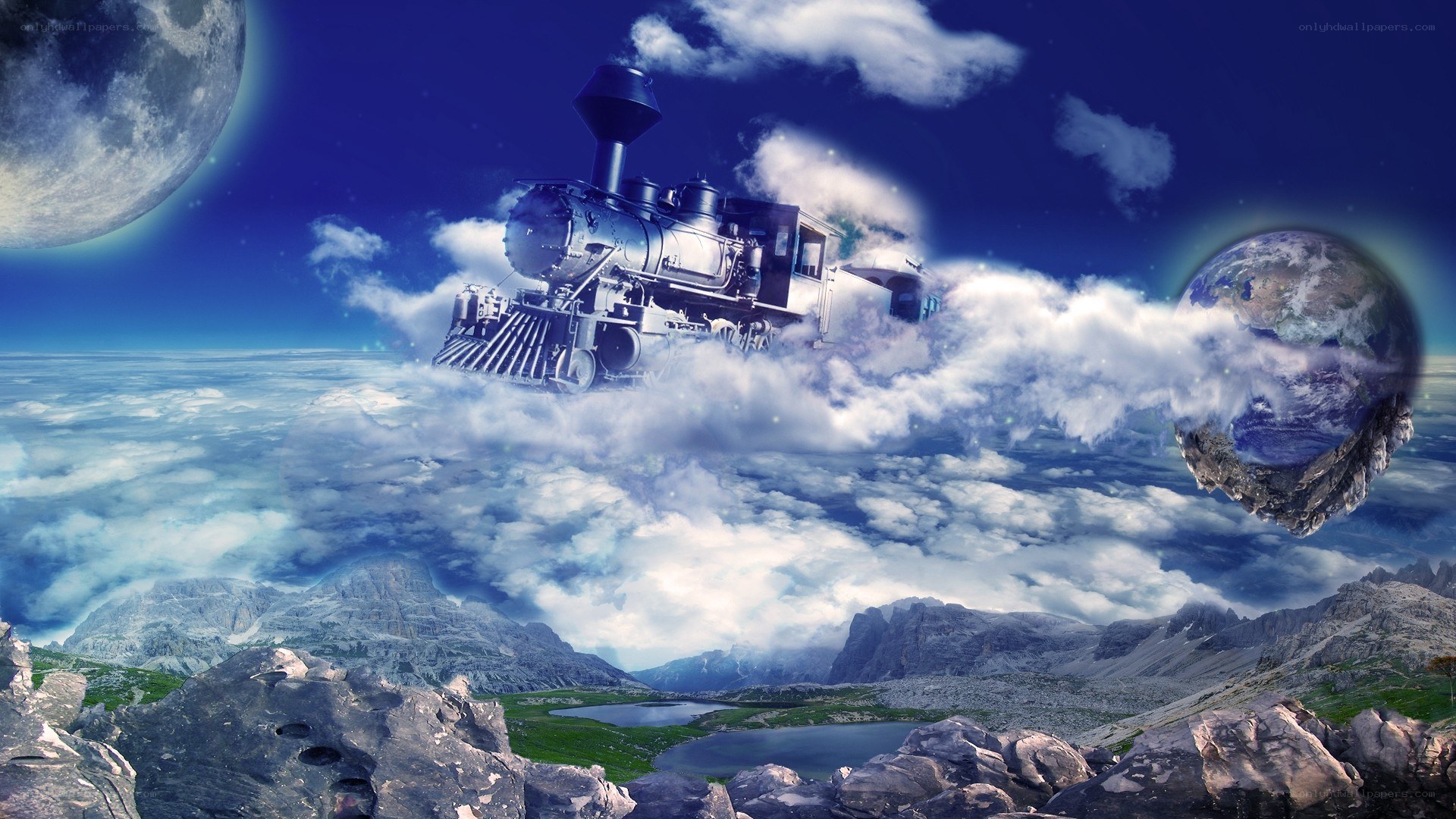flying train in space
