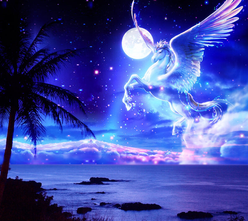 Flying Unicorn over Ocean