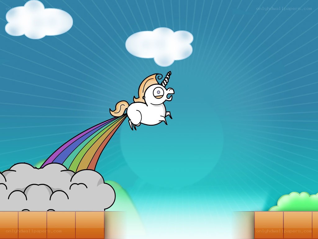 flying unicorn with rainbow