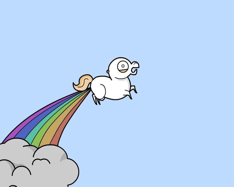 flying unicorn with rainbow