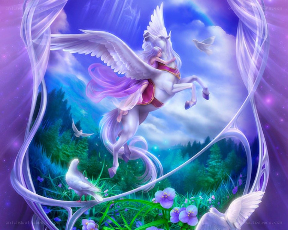 flying unicorn with rider