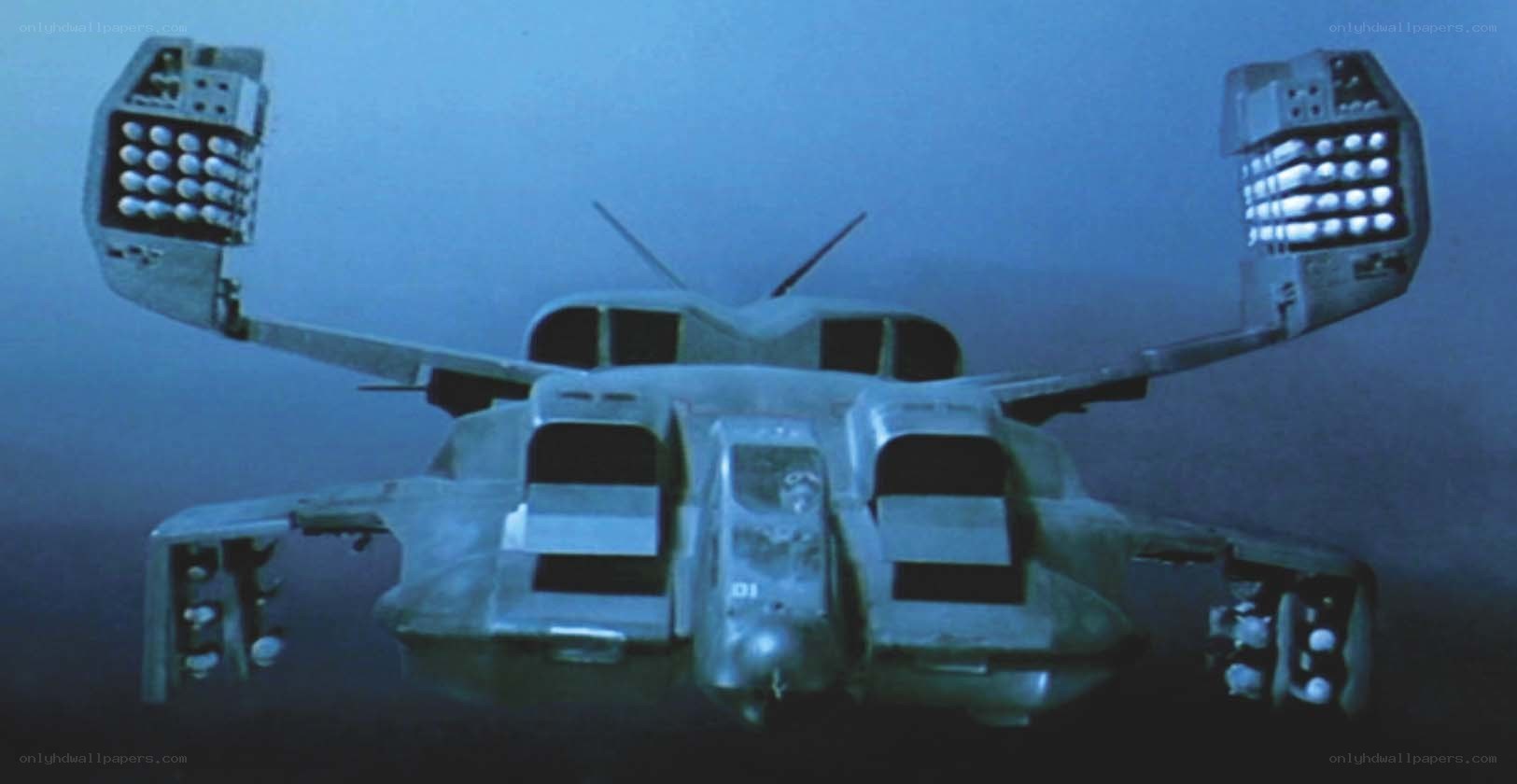 flying vehicle in blue light