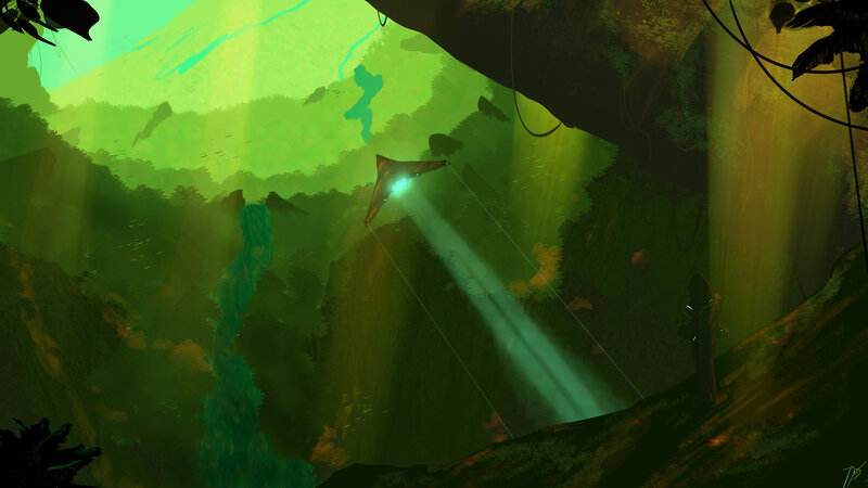 Flying Vehicle in Cave