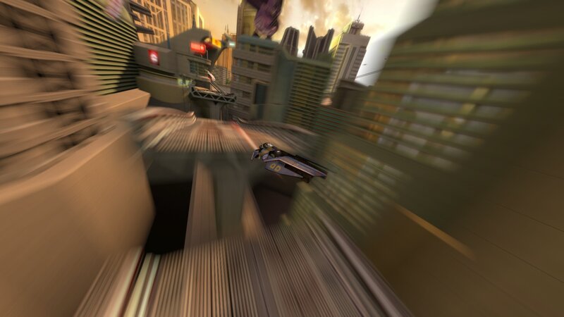 Flying Vehicle in City — Brown